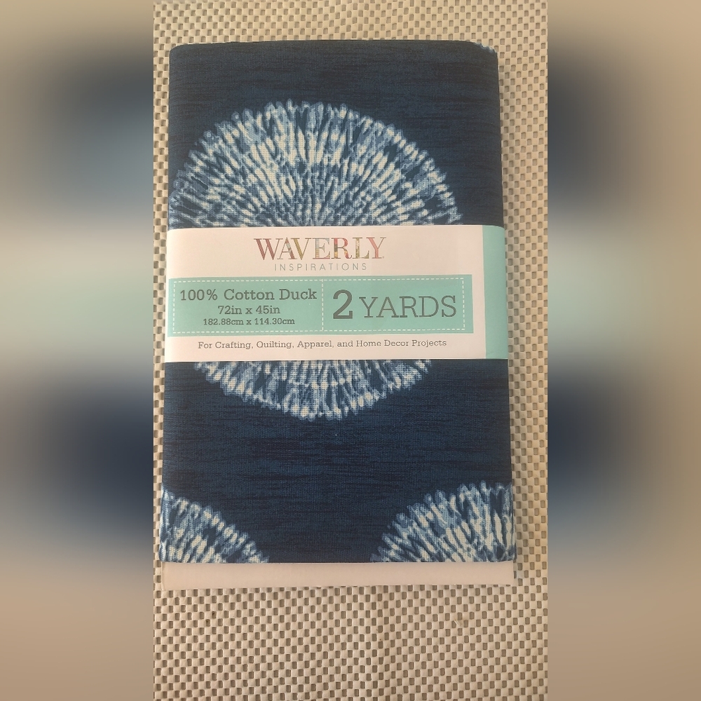 Waverly Inspirations 2 Yard Cut 100% Cotton Duck Print Fabric Sphere Navy NWT